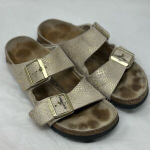 Birkenstock Textured Cream Sandals Size 37